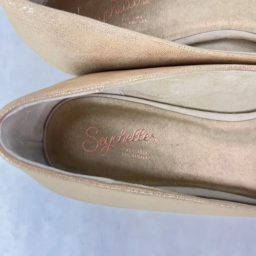 Seychelle Cottagecore Flats size 9 Downstage Gold Ruffle Tiered Shimmer Slip On